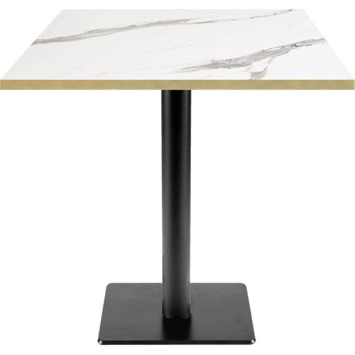 Tisch 70 x 70 cm – Modell MilanT aus weißem Marmor mit Messingkanten