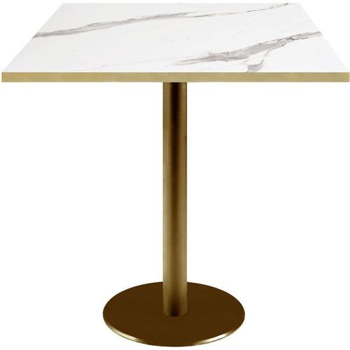 Tisch 70 x 70 cm Rom Bistro aus weißem Marmor