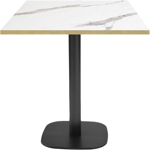 Tisch 70 x 70 cm – Rundes Modell aus weißem Marmor mit Messingkanten