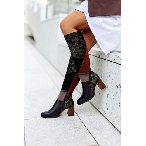 Damen Stiefel High Heel Stiefeletten Elegante Echtleder Damenschuhe 05240-02 Gr.40