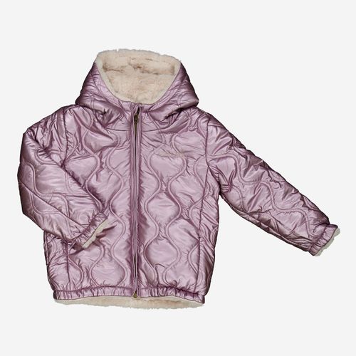 Mehrfarbige wendbare Jacke mit Kunstfell