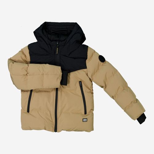 Beige-schwarze Pufferjacke