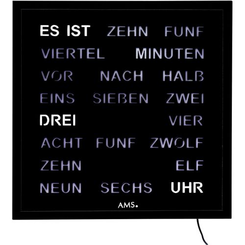 Wanduhr AMS, schwarz (schwarz, schwarz), Wanduhren, B/H/L: 40cm x 4cm x 40cm, Quarzuhr, Digitaluhr, Wohnzimmer, Esszimmer, Küche, Arbeitszimmer,Büro
