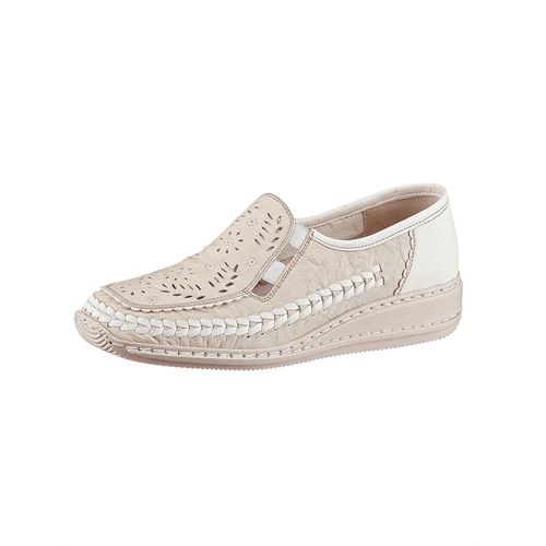 Slipper RIEKER, Damen, Gr. 36, beige (creme), Glattleder, Schuhe