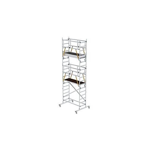 Munk Rollgerüst, Aluminium-Rundrohr, Arbeitshöhe bis 7,2 m, Fahrbalken 1.500 mm, GS-geprüft, DIN EN 1004, H 4,10 m