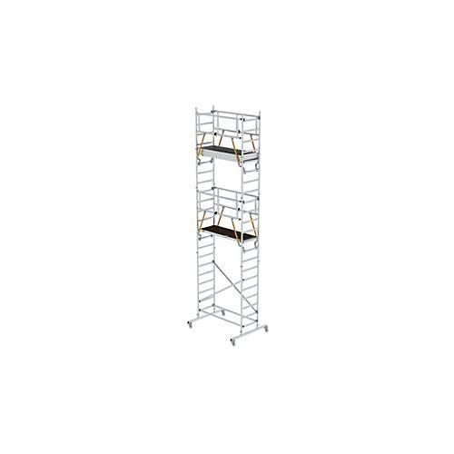 Munk Rollgerüst, Aluminium-Rundrohr, Arbeitshöhe bis 7,2 m, Fahrbalken 1.500 mm, GS-geprüft, DIN EN 1004, H 5,30 m