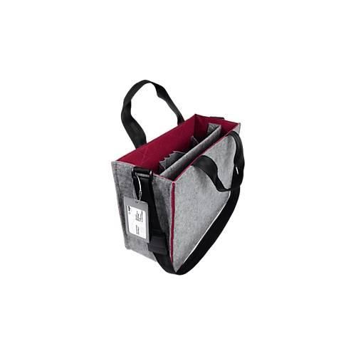 Laptoptasche Sigel Desk Sharing Bag Bicolor M, für Laptops bis 15,4″, 2 große Fächer/2 Seitenfächer, Tragegriffe, Schultergurt, Kunstfilz, grau-rot
