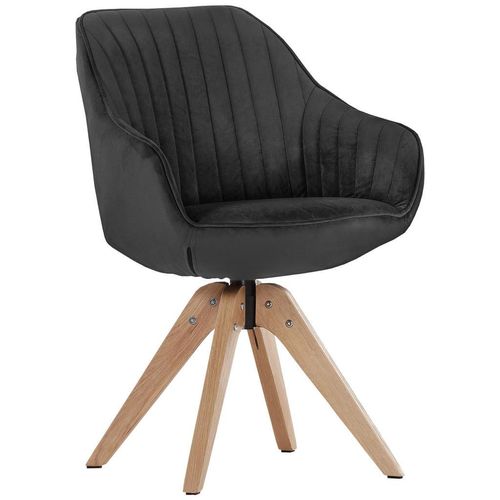 Armlehnstuhl , Anthrazit , Textil , Eiche , massiv , eckig , 60x83x65 cm , Stoffauswahl, Sitzfläche 360° drehbar , Esszimmer, Stühle, Esszimmerstühle,