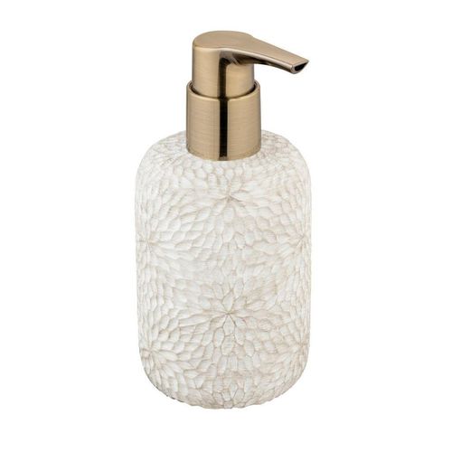 Wenko Seifenspender Montalfano , Weiß, Beige , Kunststoff , 7.5x16.5x7.5 cm , Kunststoffpumpe, Spender problemlos zum Nachfüllen , Badaccessoires,