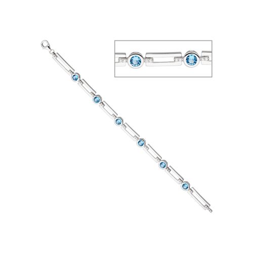 Silberarmband JOBO, silber (silber 925), Armbänder, Damen, 19cm, Silber 925 (Sterlingsilber), Silberarmband, 925 Silber mit blauen und weißen Zirkonia 19 cm