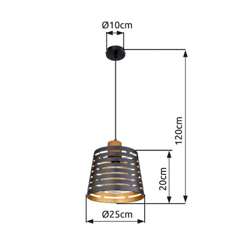Hängelampe Ablona, Ø 25 cm, schwarz/goldfarben, Metall