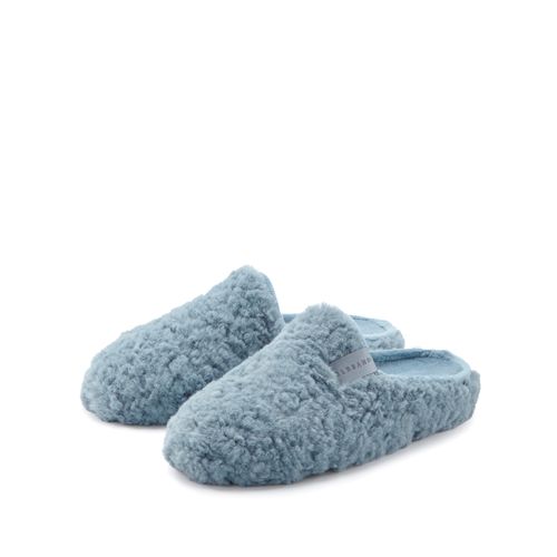 Hausschuh ELBSAND, Damen, Gr. 42, blau, Obermaterial: 100% Polyester. Decksohle: 100% Polyester. Futter: 100% Polyester. Laufsohle: 100% Synthetik, Fellimitat, unifarben, Schuhe, Pantolette, Pantoffel, Mule, Sandale, kuscheliges Fellimitat