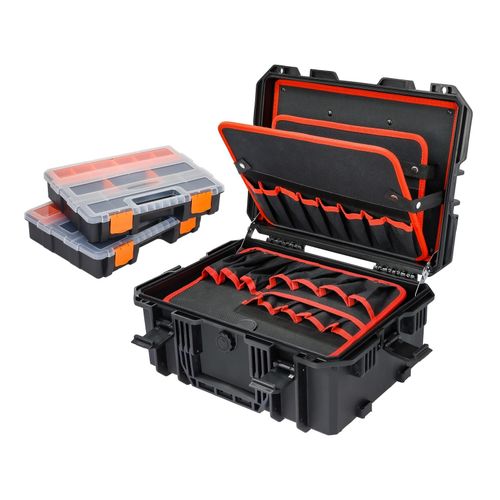 HMF 15603-02 Outdoor Werkzeugkoffer leer, Werkzeugkasten groß, 46,5 x 36 x 20,5 cm