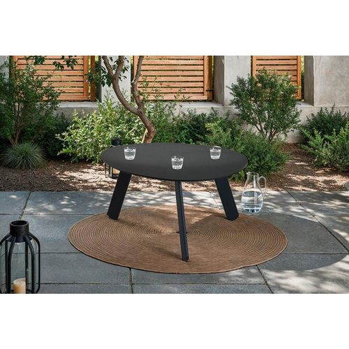 Ambia Garden Loungetisch , Schwarz , Metall , organisch , eckig , 55x46x28 cm , Loungemöbel, Loungetische