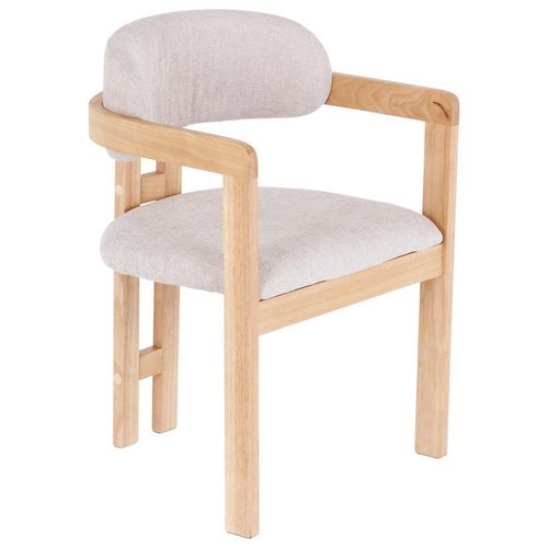 Mid.you Armlehnstuhl , Eiche, Hellbraun , Holz, Textil , Kautschukholz , massiv , eckig , 60x80x52 cm , Esszimmer, Stühle, Esszimmerstühle,