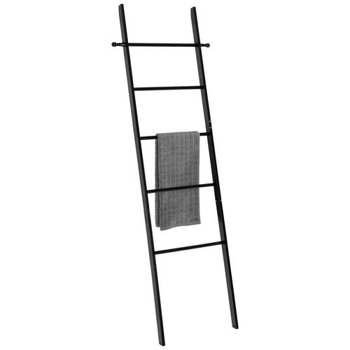 Wenko Handtuchleiter Suri , Schwarz , Holz , Bambus , 43x170x33 cm , Montage ohne Bohren , Badaccessoires, Duschzubehör, Handtuchhalter