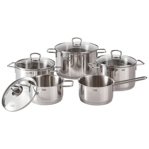 Silit Kochtopfset Alicante , Edelstahl , Metall , 5-teilig , 20 cm,24 cm,16 cm , 3,3 L,5,6 L,1,5 L,1,6 L,2,5 L , Kochen, Töpfe, Topfsets