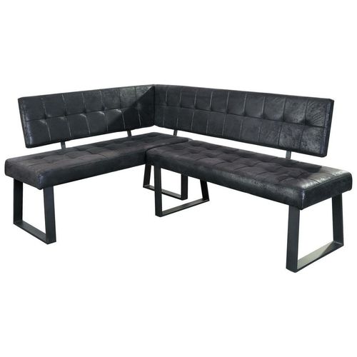 Mid.you Eckbank , Schwarz , Metall, Textil , 3-Sitzer , 185x134 cm , Esszimmer, Bänke, Eckbänke