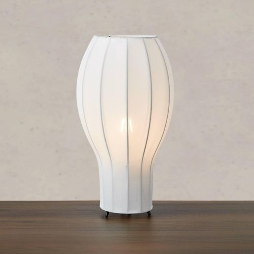 Tischlampe Hikari, Ø 22 cm, weiß/schwarz, Stoff/Metall