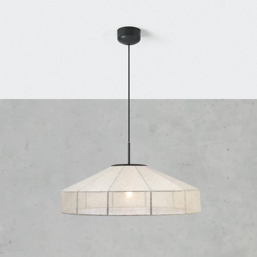 Hängelampe Alia, beigefarben/schwarz, Ø 57 cm, Stoff/Metall