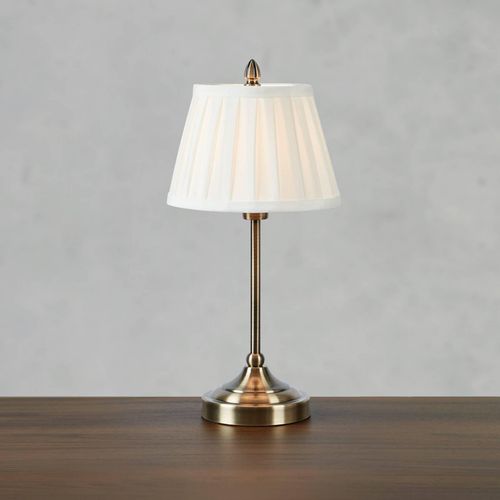 Tischlampe Oxford, messingfarben, Höhe 43 cm, Metall/Stoff