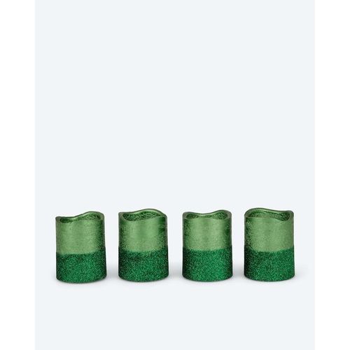 LED-Votivkerzen in Metallic-Glitzer, 4tlg.