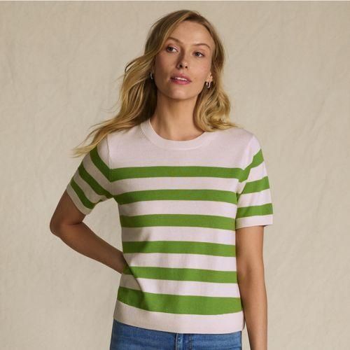 Merinopullover mit kurzen Ärmeln, Damen,  Grün, Wolle, by Lands' End