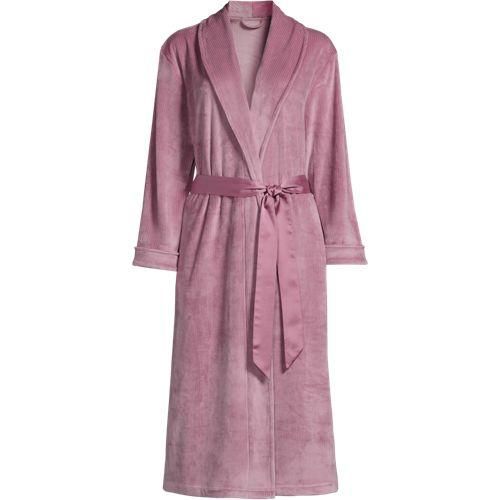 Morgenmantel aus Samt, Damen, Pink, Polyester/Polyester-Mischung, by Lands' End
