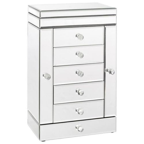Xora Schmuckschrank , Silber , Glas , 6 Schubladen , 26x41x18 cm , Ordnen & Aufbewahren, Schmuckaufbewahrung