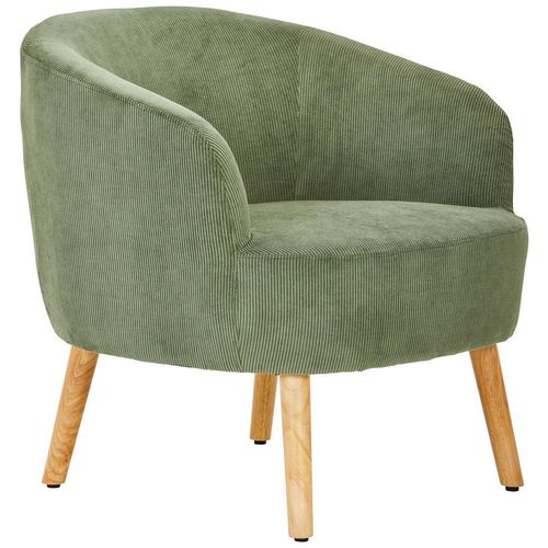 Mid.you Cocktailsessel , Grün, Ecru , Holz, Textil , Kiefer, Kautschukholz , massiv, Sperrholz , 72x71x74 cm , Wohnzimmer, Sessel, Polstersessel