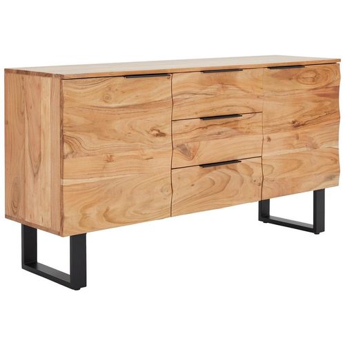 Livetastic Sideboard , Schwarz, Akazie , Metall , Akazie , Holz , 2 Fächer , 3 Schubladen , 145x76x40 cm , Holzmöbel, Kleinmöbel Holz, Holzkommoden,