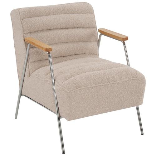 Mid.you Sessel , Beige , Textil , Kautschukholz , massiv, Sperrholz , 60x73x76 cm , Wohnzimmer, Sessel, Polstersessel