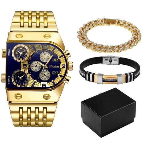 Uhr mit CA-33762-Armbändern - Gold / Blau KP33762