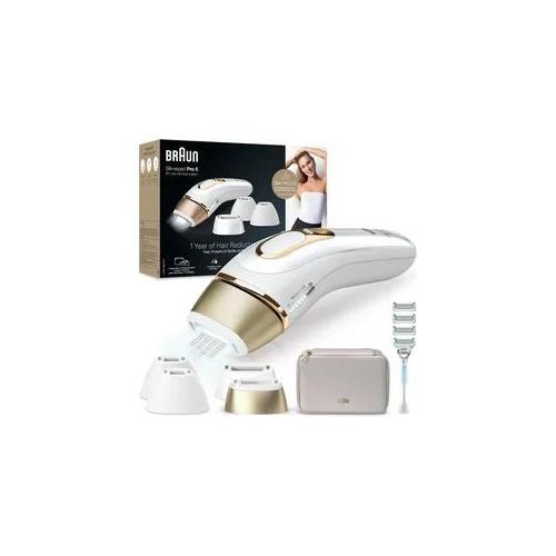 Braun IPL Silk·expert Pro 5 PL5358 – IPL Haarentfernungsgerät, Dauerhafte und Schmerzfreie Haarentfernung für Zuhause – inkl. Etui, Venus Rasierer, 4 Aufsätze, Designed in Germany – Weiß/Gold