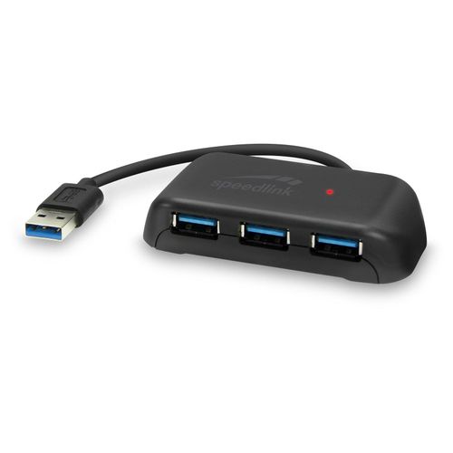 SPEEDLINK SNAPPY EVO USB Hub, 4-Port, USB 3.0, USB 3.1 Gen 1, USB 3.2 Gen 1 (5 Gbit-s), Passive, black