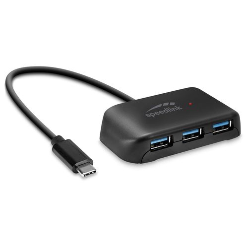 SPEEDLINK SNAPPY EVO USB Hub, 4-Port, Type-C to USB 3.0, USB 3.1 Gen 1, USB 3.2 Gen 1 (5 Gbit-s), black