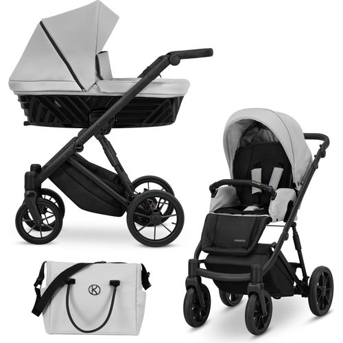 Kinderwagen IVENTO Sportwagen Babywagen Babyschale Komplettset Kinder Wagen Set 2 in 1 (Dove Grey, Rahmenfarbe: Schwarz)