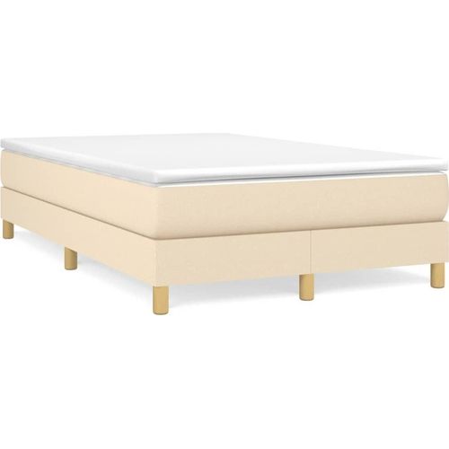 Creme Boxspringbett mit Matratze Creme 120x190 cm Stoff ,Design 2024 Neu
