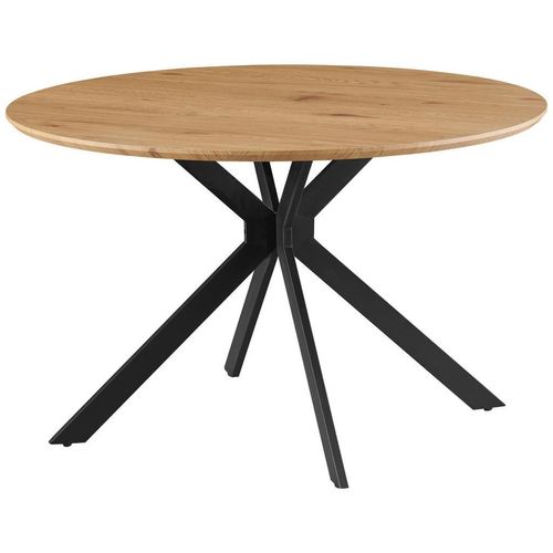 Mid.you Esstisch , Eiche , Metall, Holzwerkstoff , rund , Flachrohr , 120x76x120 cm , Esszimmer, Tische, Esstische