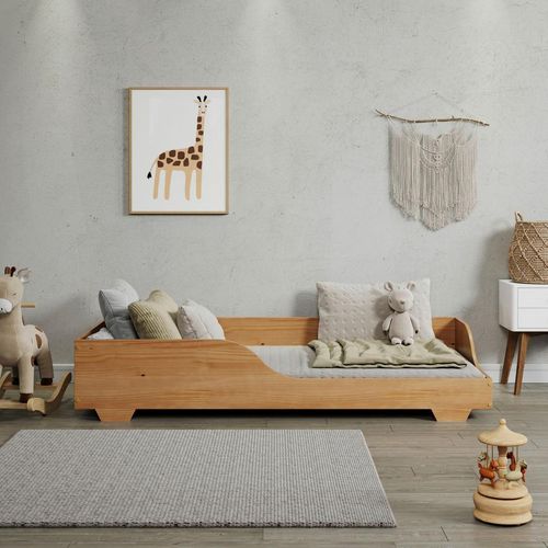 Mid.you Bodenbett , Honig , Holz , Kiefer , massiv , Höhe ca. 20 cm , 90x200 cm , FSC MIX , bodentiefer Einstieg , Kinder- & Jugendzimmer,