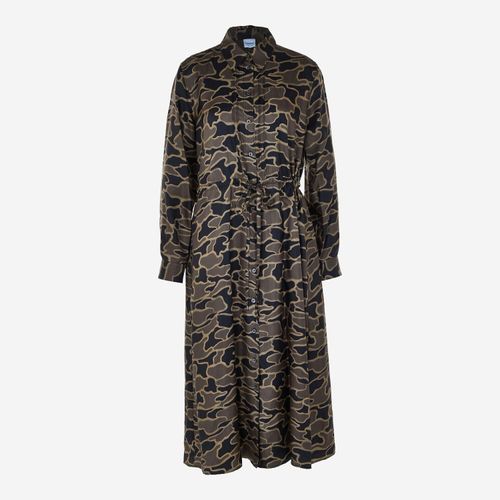 Mehrfarbiges Maxikleid mit Camo-Muster aus Seide