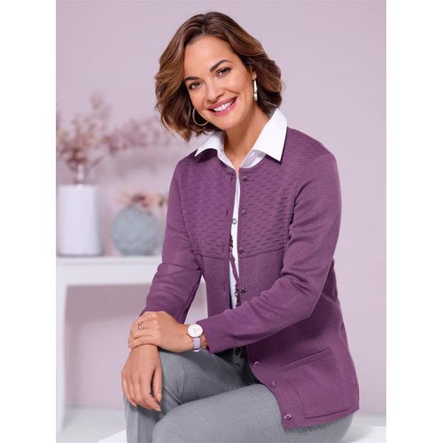 Strickjacke CLASSIC, Damen, Gr. 52, lila (violett), 50% Polyacryl, 50% Schurwolle, Strickjacken