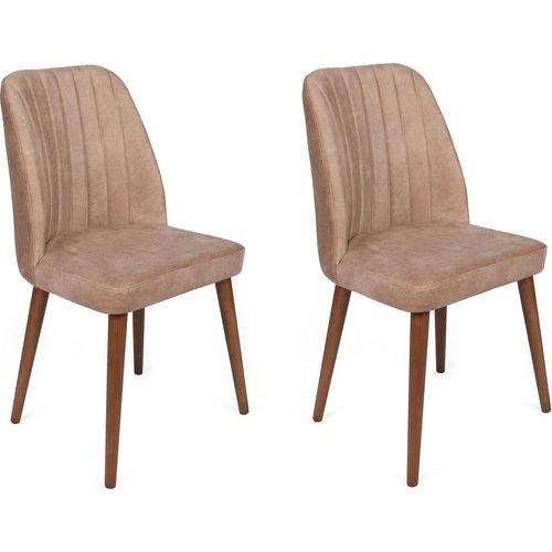 Skye Decor, Alfa-463 V2, Stuhlset (2 Stück), Beige, 100 % METALL, 50 x 49 x 90 cm
