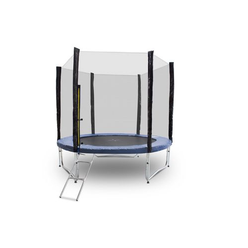 Trampolin-King 250cm Trampolin mit Sicherheitsnetz Randabdeckung Leiter Blau MS-16527