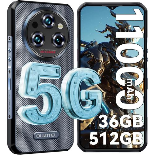 OUKITEL WP35 Pro Outdoor Smartphone 5G 36GB+512GB Android 14 Outdoor Handy Ohne Vertrag Nachtsicht ,11000mAh 6,6” FHD+ IP68 GPS NFC, Grau