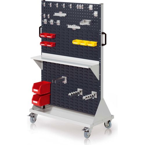 Kappes RasterMobil® mobiler Arbeitsplatzschrank Größe #4 1580x1000x500mm 2x Lochplatte 6x Schiltzplatte 37-teilig anthrazitgrau Image