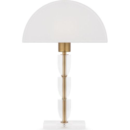 Nachttischlampe Metall Stoff E27 47 cm hoch in Messing Weiß rund Tischlampe