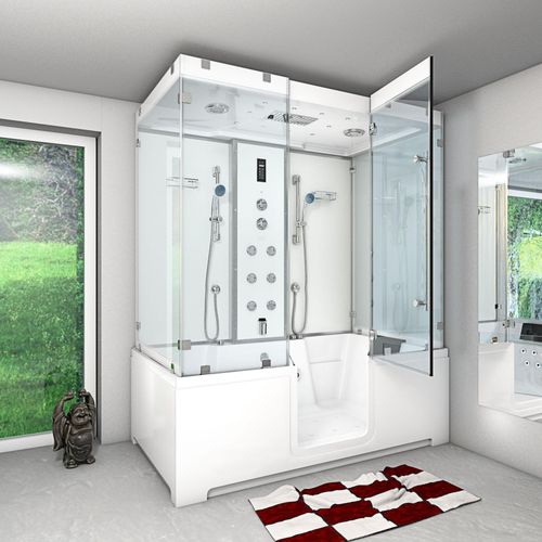 Kombination Badewanne Dusche K88-WS-EH-C-EC-SC-EA Duschtempel 180x100 cm Schlauchreinigung + Scheibenversiegelung