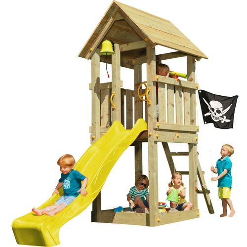Spielturmking Spielturm KIOSK mit Rutsche - Gelb 1,50 m DH256