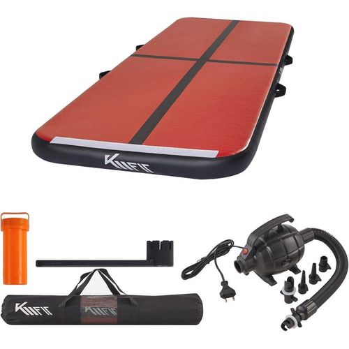 Aufblasbare Turnmatte für Gymnastik – 4 m Fitnessmatte mit Tragetasche und Luftpumpe – UV-beständig